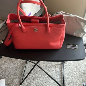 Chanel Pink Pebbled Leather Executive Tote Bag with Strap